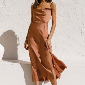 Valentina Midi Dress in Rust